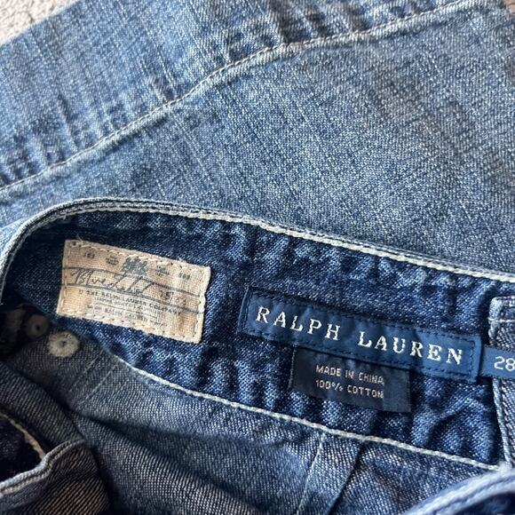 Ralph Lauren Blue Label Cotton Blue Denim Jeans Maxi Skirt Sz 28 M Laced Back - Picture 2 of 9